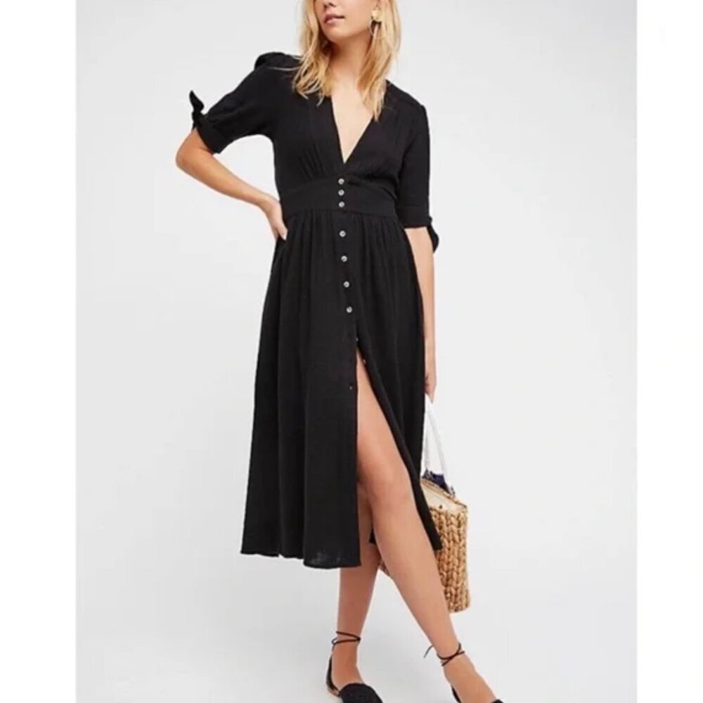 Free People Black Midi Dress